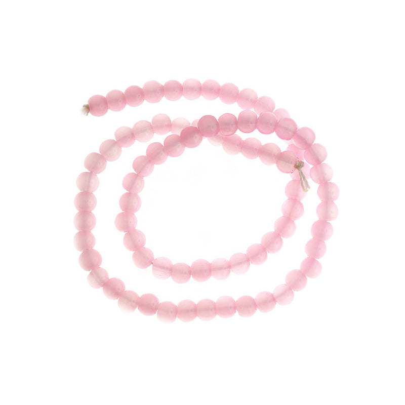 Perles Rondes Imitation Jade 6mm - Rose Pétale - 1 Rang 67 Perles - BD2794