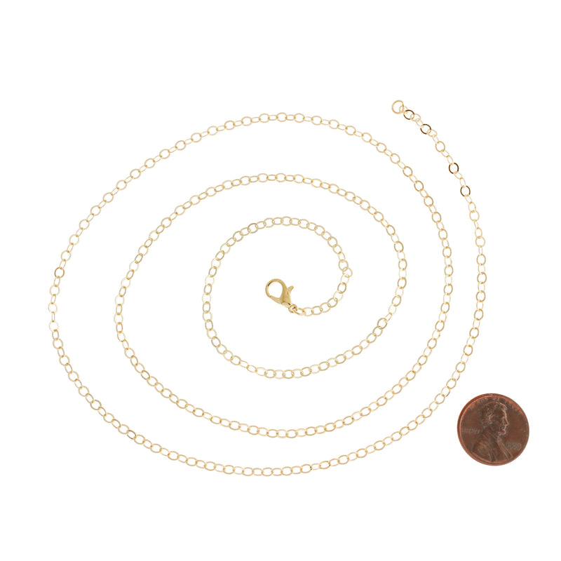 Gold Tone Cable Chain Necklaces 32" - 3mm - 5 Necklaces - N291