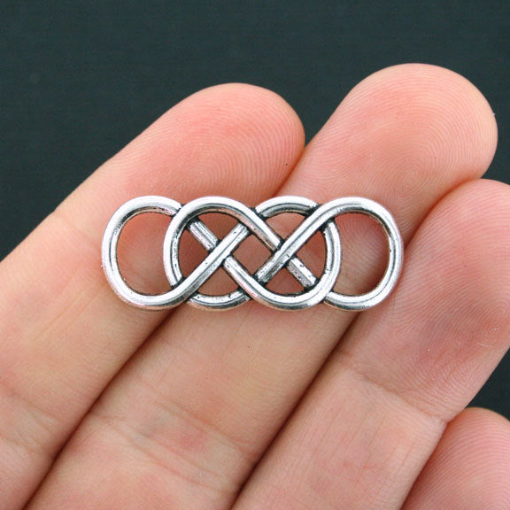 8 Infinity Antique Silver Tone Charms - SC748