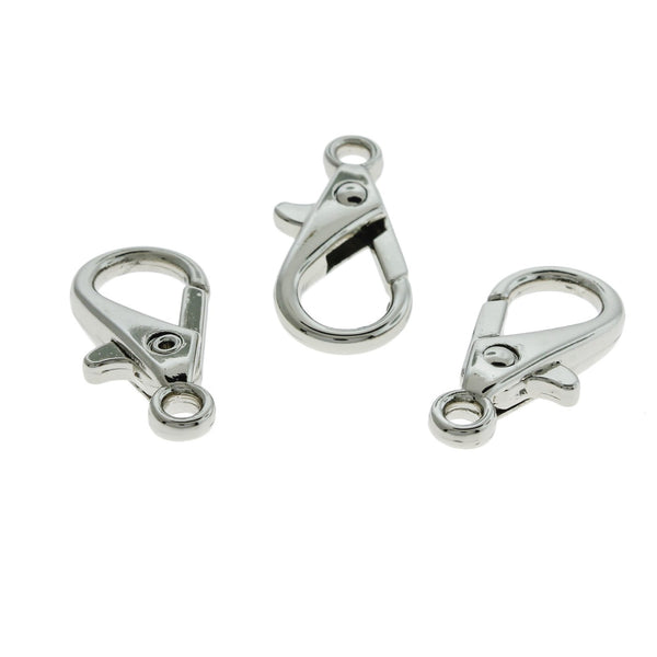 Silver Tone Lobster Clasps 28mm x 15mm - 4 Clasps - FD117