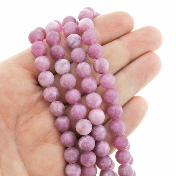 Round Natural Jade Beads 8mm - Frosted Orchid - 1 Strand 46 Beads - BD1347