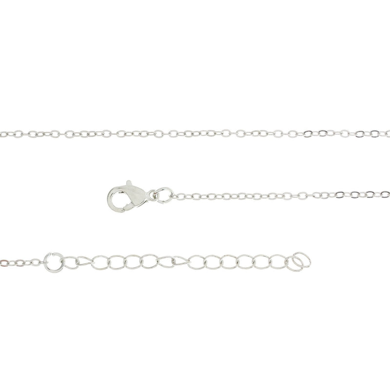 Silver Tone Cable Chain Connector Necklace 16" Plus Extender - 1.5mm - Choose Your Quantity!