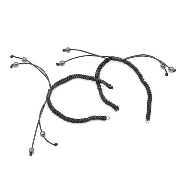 Black Wax Cord Adjustable Bracelet - 185mm - 1 Bracelet - N706