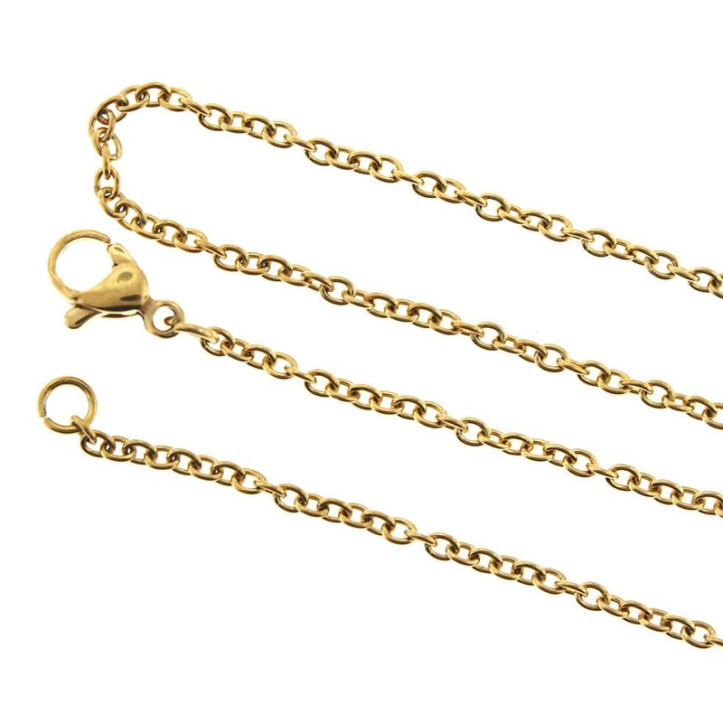 Gold Stainless Steel Cable Chain Necklace 18" - 2mm - 1 Necklace - N576