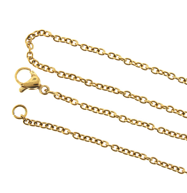 Gold Stainless Steel Cable Chain Necklaces 18" - 2mm - 5 Necklaces - N576