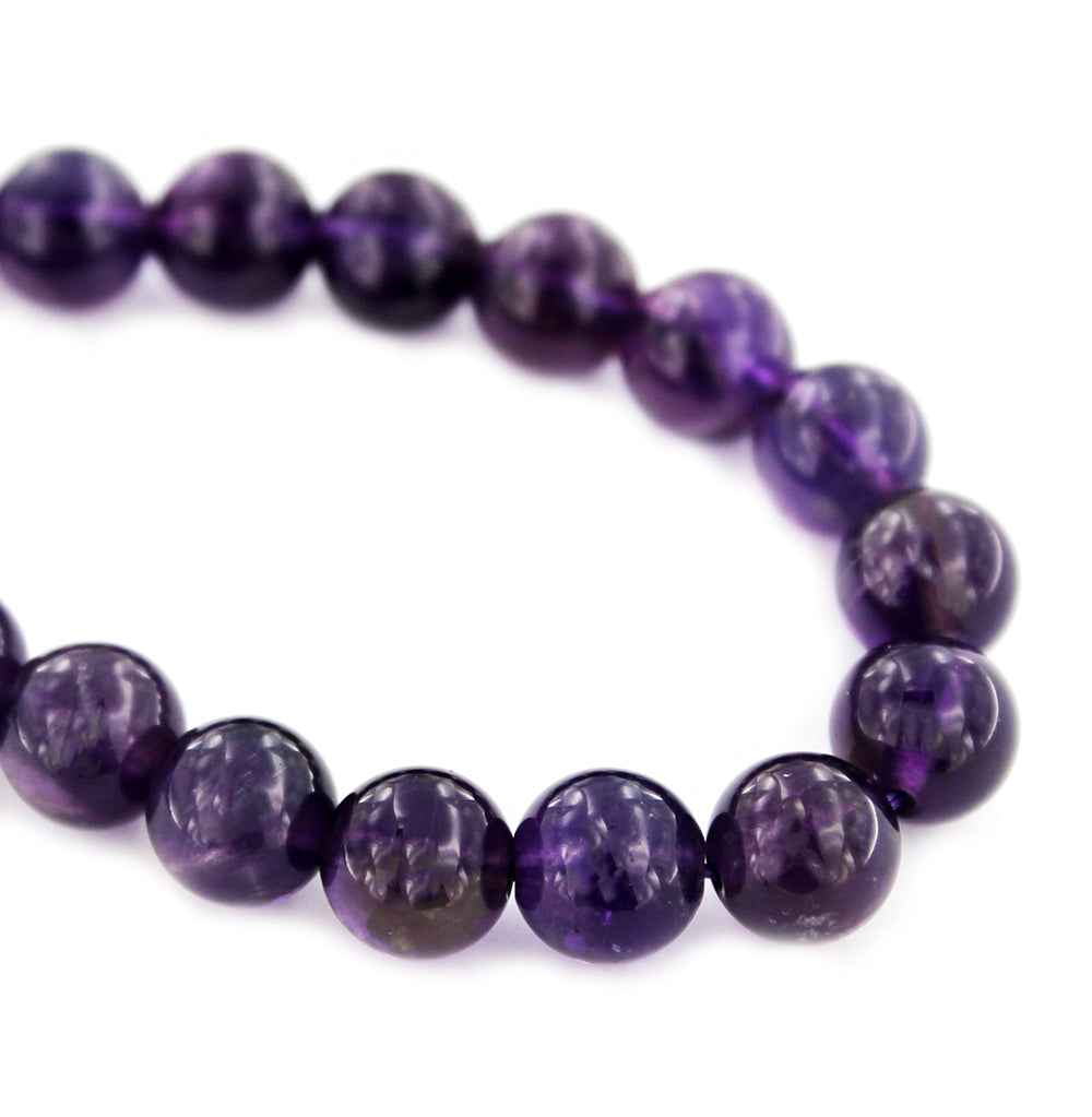Round Natural Amethyst Beads 8mm - Deep Purple AAA Grade - 10 Beads