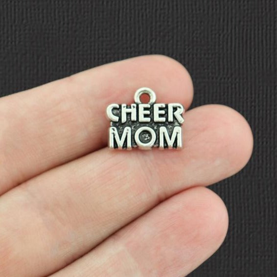 4 Cheer Mom Antique Silver Tone Charms - SC2105
