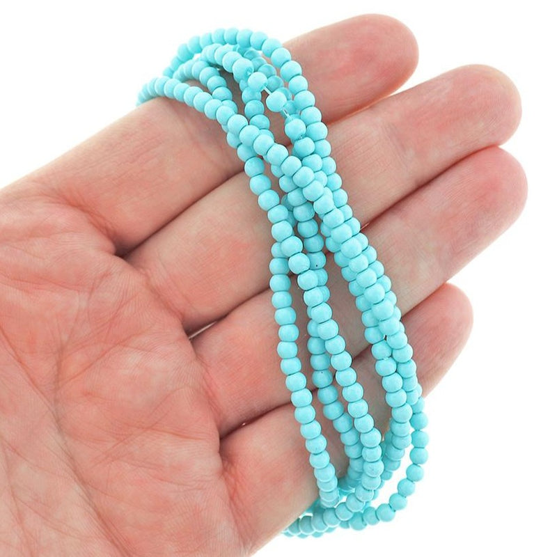 Round Glass Beads 4mm - Turquoise - 1 Strand 228 Beads - BD2270