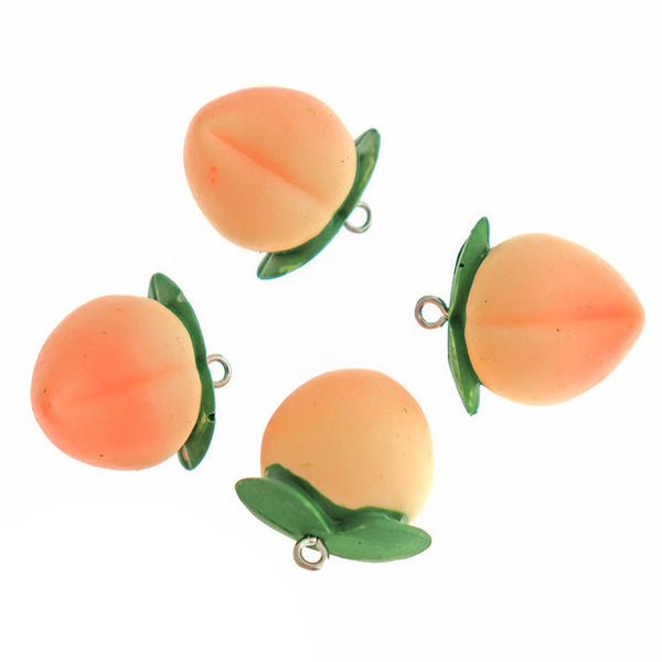 2 Peach Resin Charms 3D - K617