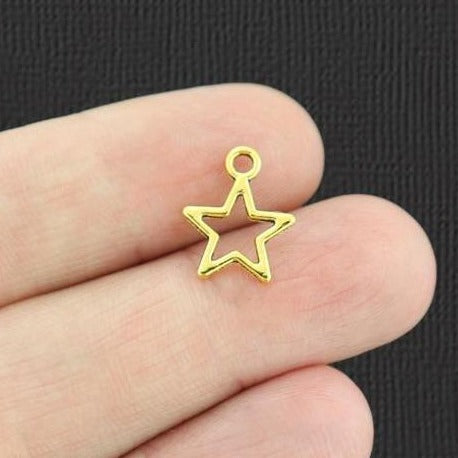20 Star Antique Gold Tone Charms 2 Sided - GC710