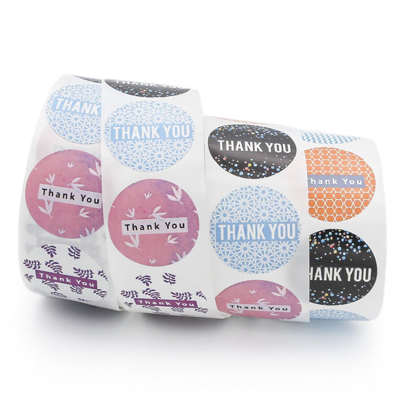 100 étiquettes-cadeaux en papier auto-adhésives de remerciement assorties - TL143