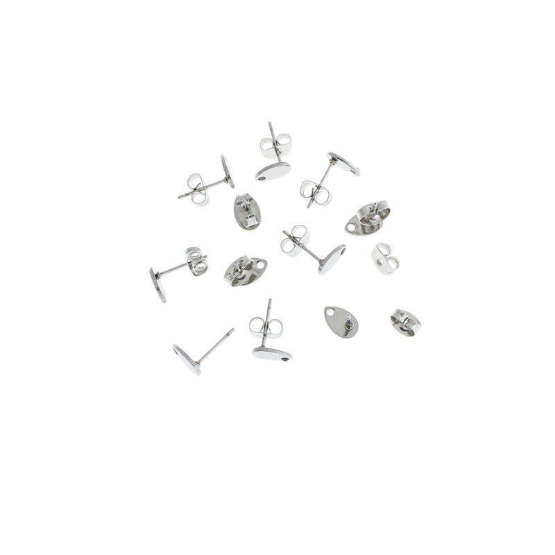 Stainless Steel Earrings - Teardrop Stud Bases - 8mm x 5mm - 20 Pieces 10 Pairs - ER161