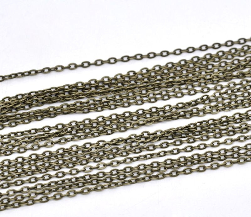 Bulk Antique Bronze Tone Cable Chain 32ft - 2mm - FD032