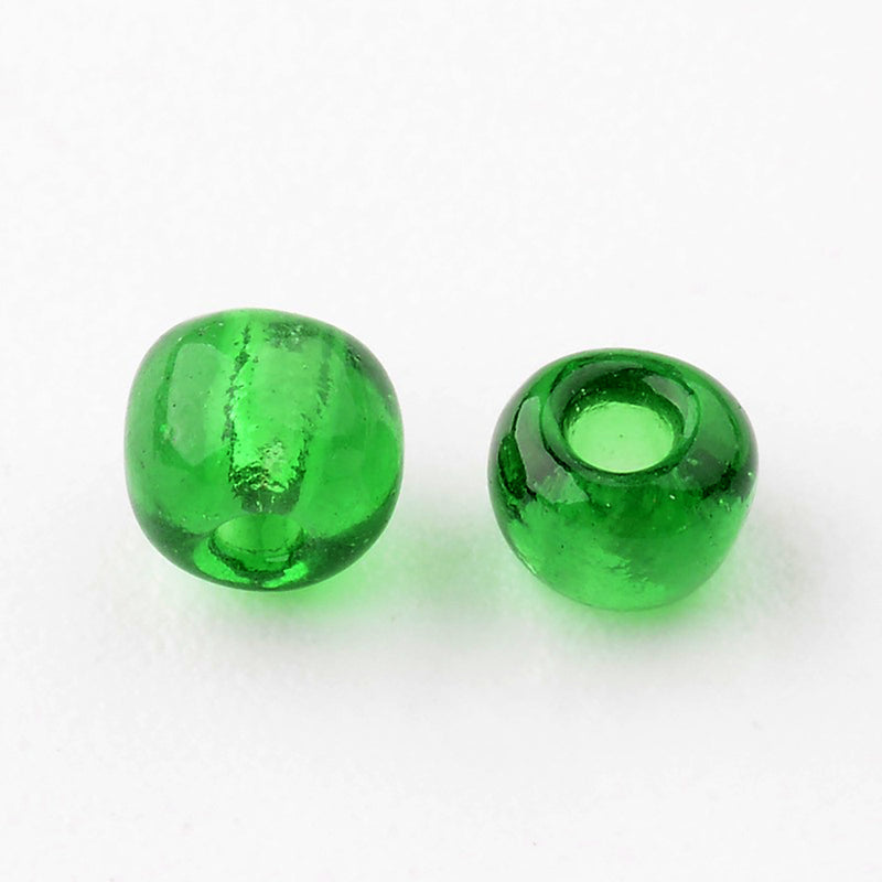 Seed Glass Beads 6/0 4mm - Deep Green - 50g 500 beads - BD1277