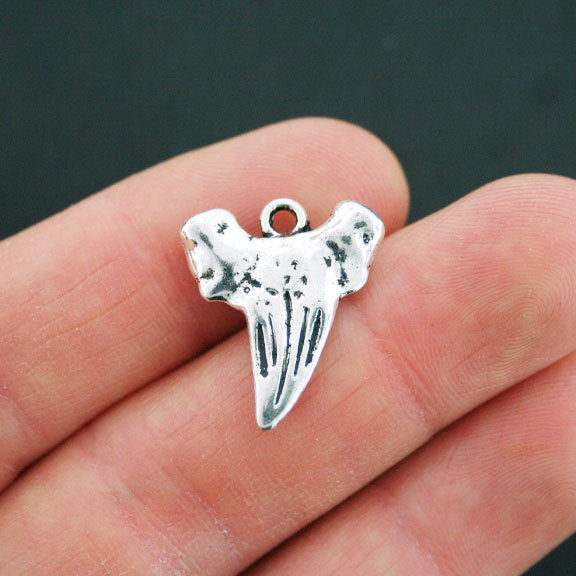 5 Shark Tooth Antique Silver Tone Charms - SC5002