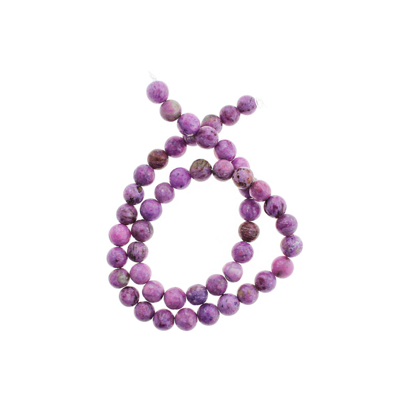 Perles rondes en agate folle naturelle 8 mm - Orchidée - 1 rang 47 perles - BD2717