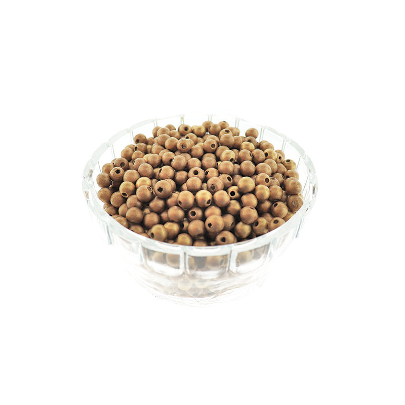 Round Wooden Beads 8mm - Gold - 100 Beads - BD1933