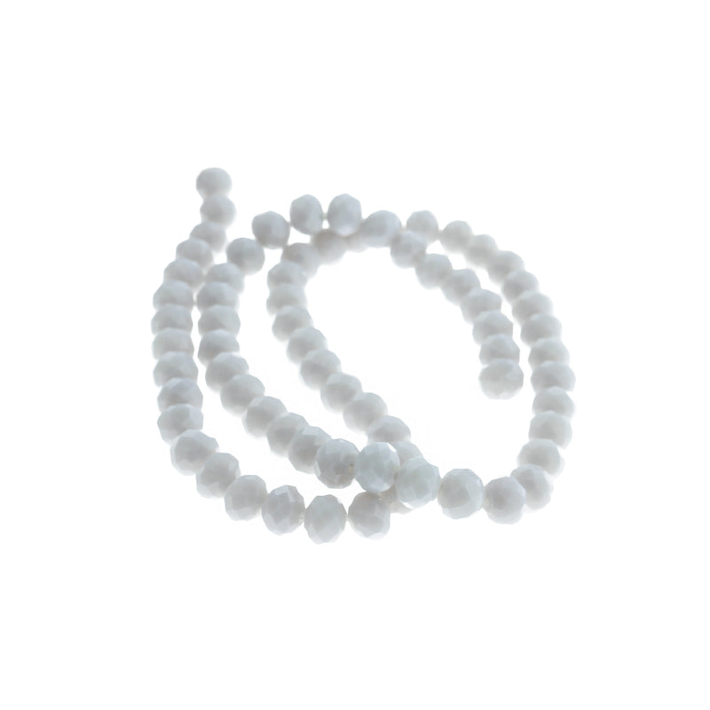 Faceted Glass Beads 8mm x 6mm - White - 1 Strand 72 Beads - BD2683