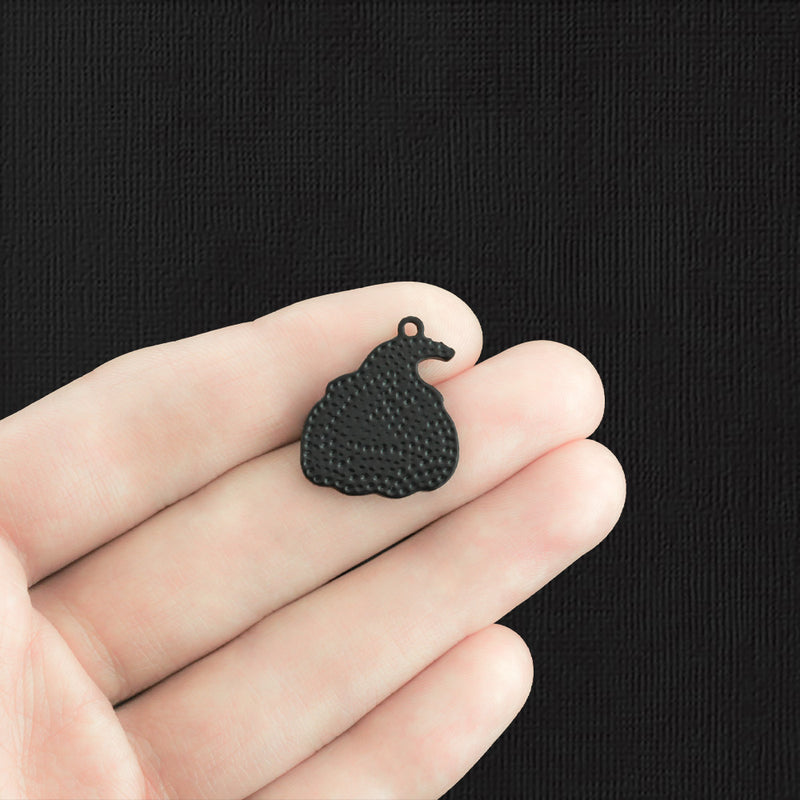 2 Pumpkin Black Enamel Charms - E1328