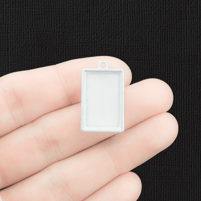 4 Grey Cassette Tape Silver Tone Enamel Charms - E1523