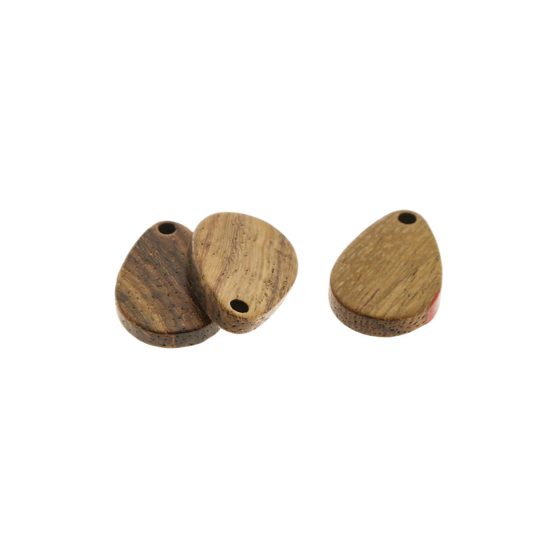4 Teardrop Natural Wood Charms 21mm - WP366