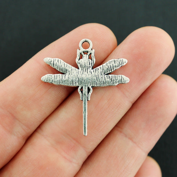 4 Dragonfly Antique Silver Tone Charms - SC5276
