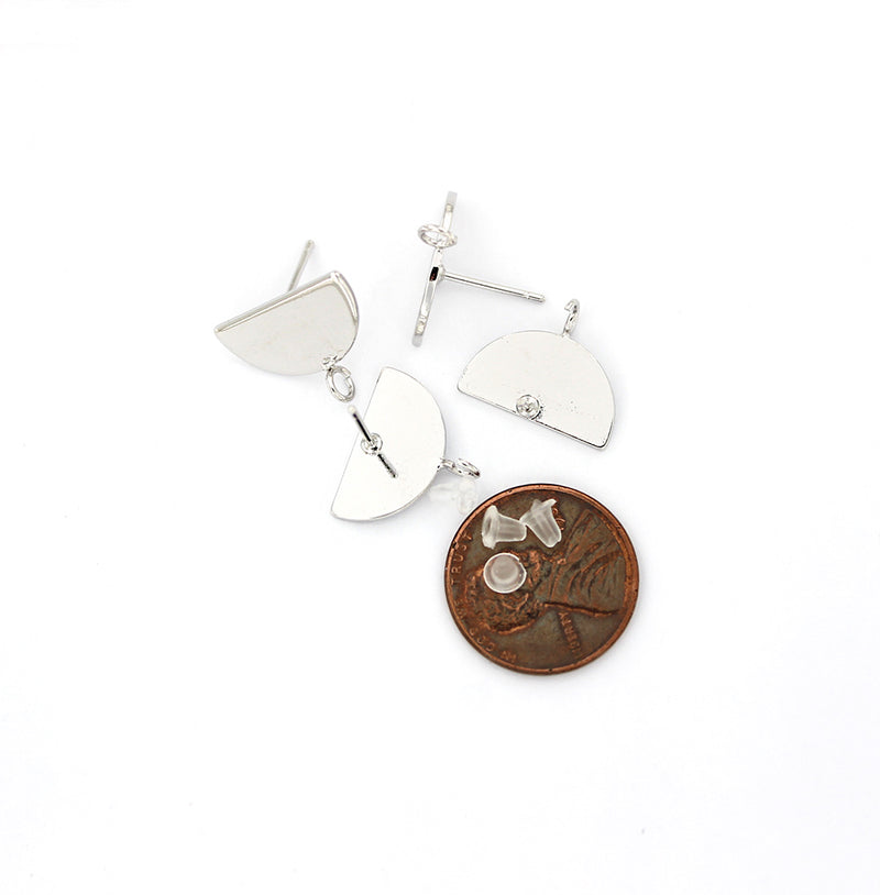 Boucles d'oreilles argentées - Bases de clous - 16 mm x 13 mm - 2 pièces 1 paire - Z953