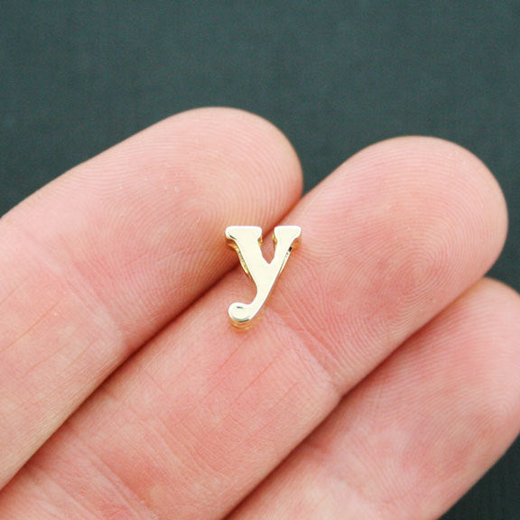 SALE Letter Y Spacer Beads 9mm x 4mm - Gold Tone - 4 Beads - GC689