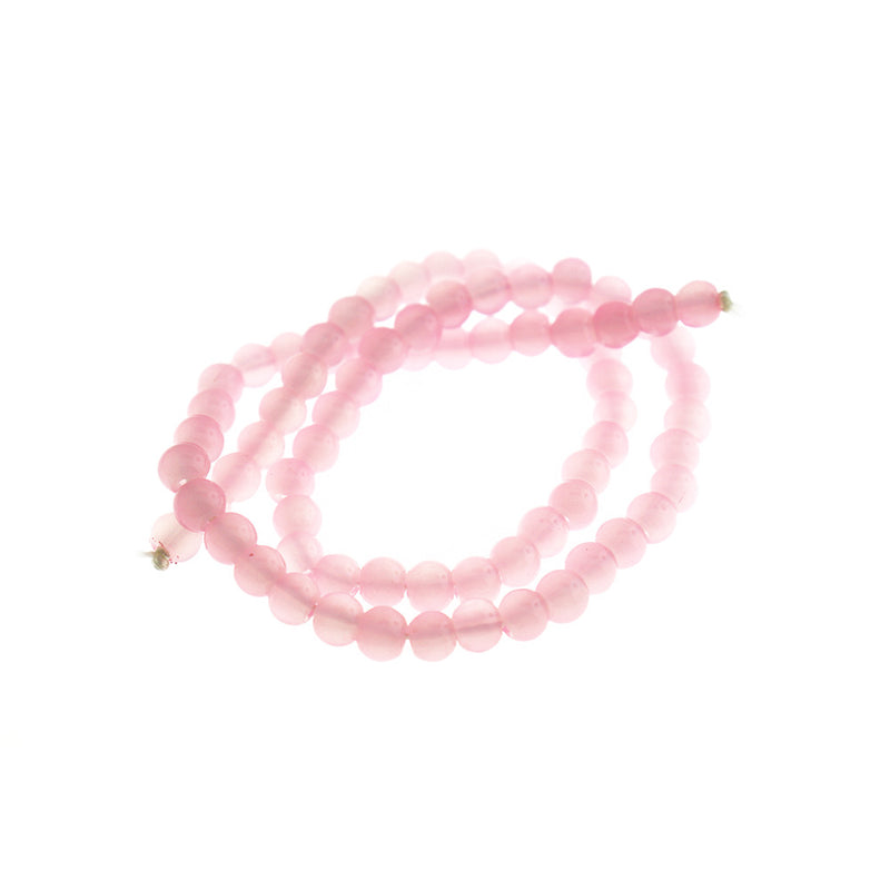 Perles Rondes Imitation Jade 6mm - Rose Pétale - 1 Rang 67 Perles - BD2794