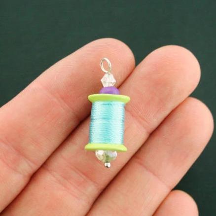 4 Sewing Silver Tone Enamel Charms 3D - E327