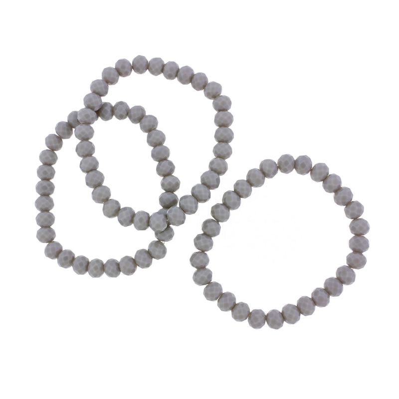 Faceted Glass Bead Bracelet 68mm - Light Grey - 1 Bracelet - BB174