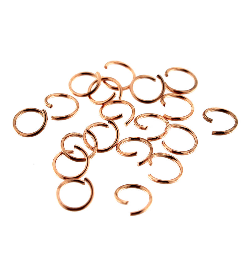Rose Gold Stainless Steel Jump Rings 6mm x 0.7mm - Open 21 Gauge - 100 Rings - SS062