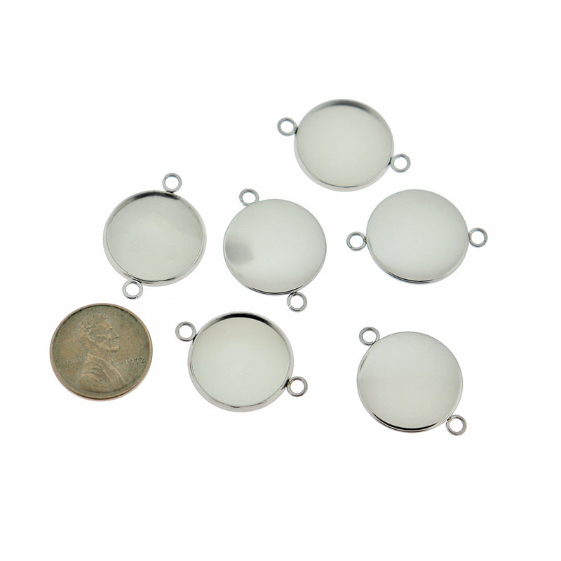 Stainless Steel Cabochon Connector Settings - 18mm Tray - 5 Pieces - CBS006