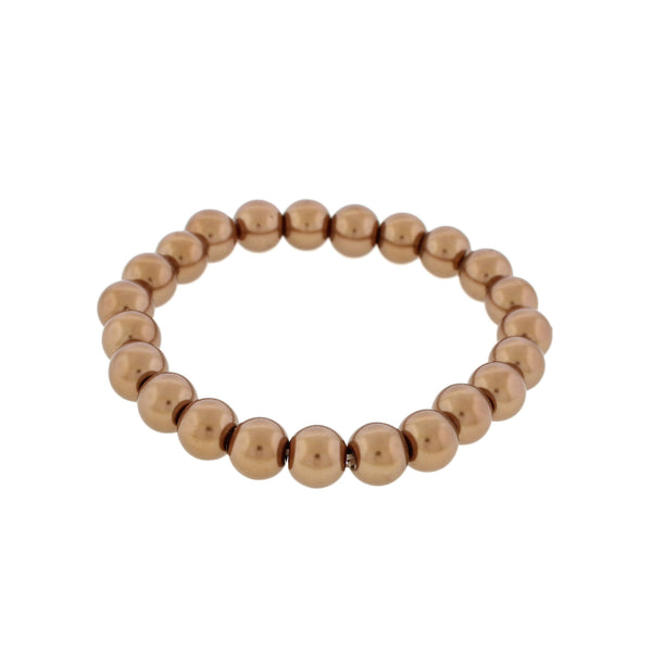 Round Glass Pearl Bead Bracelet 55mm - Coffee - 1 Bracelet - BB115