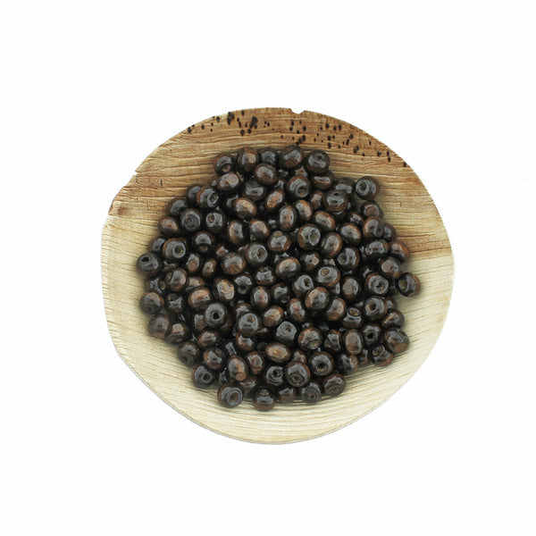 Perles rondes en bois 6mm - Brun café teint - 500 perles - BD994