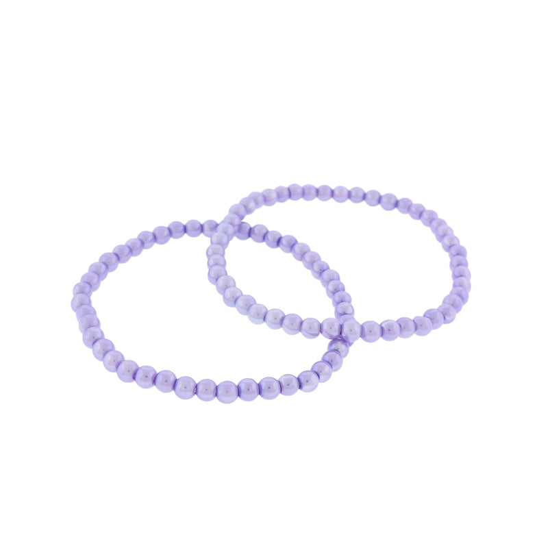 Round Glass Bead Bracelets- 44mm - Lavender - 5 Bracelets - BB122