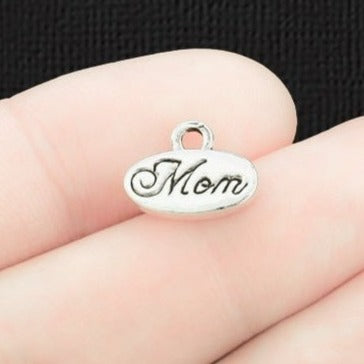 8 Mom Antique Silver Tone Charms 2 Sided - SC1769