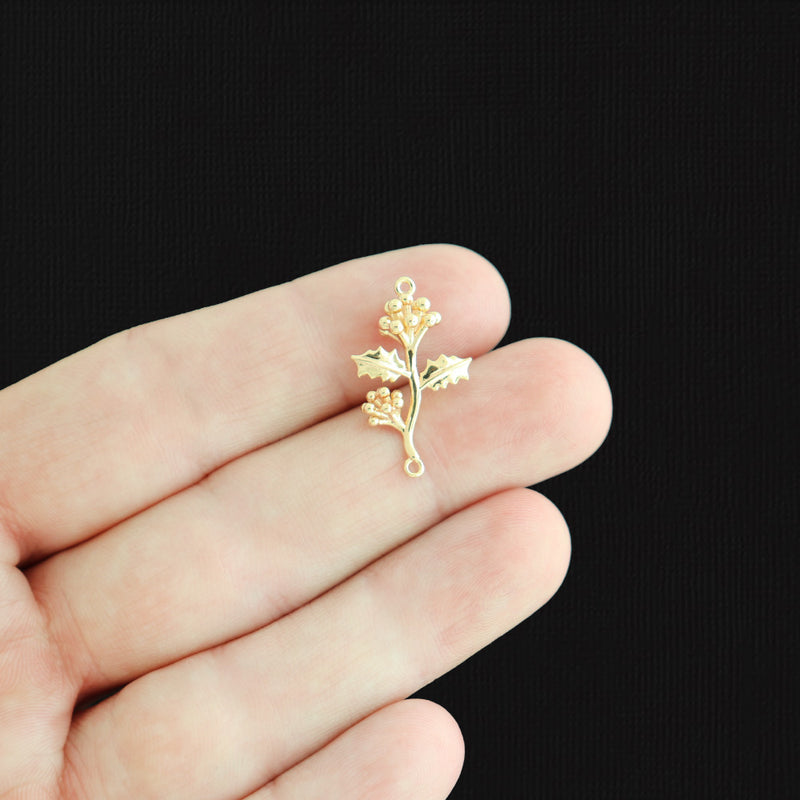 December Birth Flower Gold Tone Copper Charm 3D - GC451