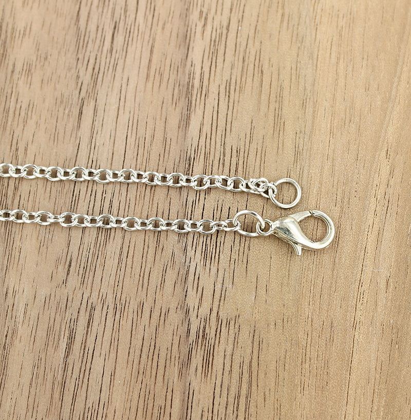 Antique Silver Tone Cable Chain Necklace 20" - 2mm - 1 Necklace - N488