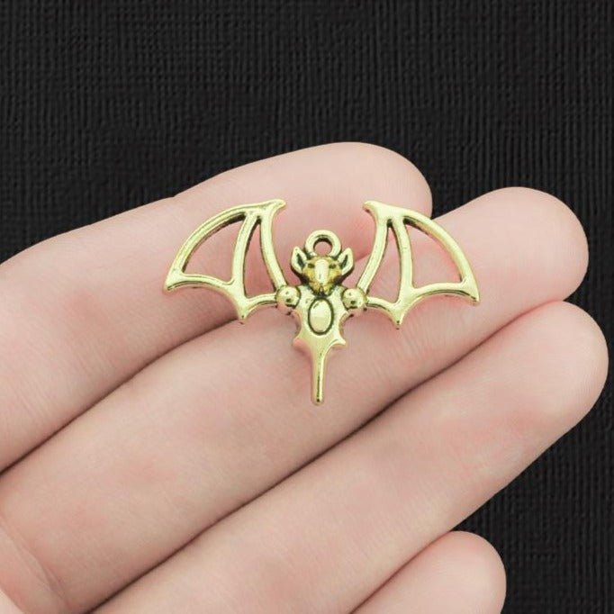 4 Bat Gold Tone Charms - GC392