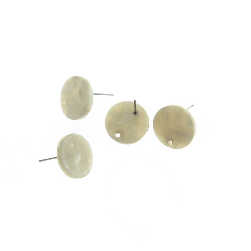 Boucles d'oreilles en acier inoxydable en résine - Clous blancs avec trou - 15,5 mm x 2,5 mm - 2 pièces 1 paire - ER483