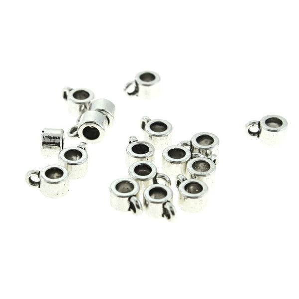 Bail Beads 8mm x 4mm - Silver Tone - 50 Beads - FD827