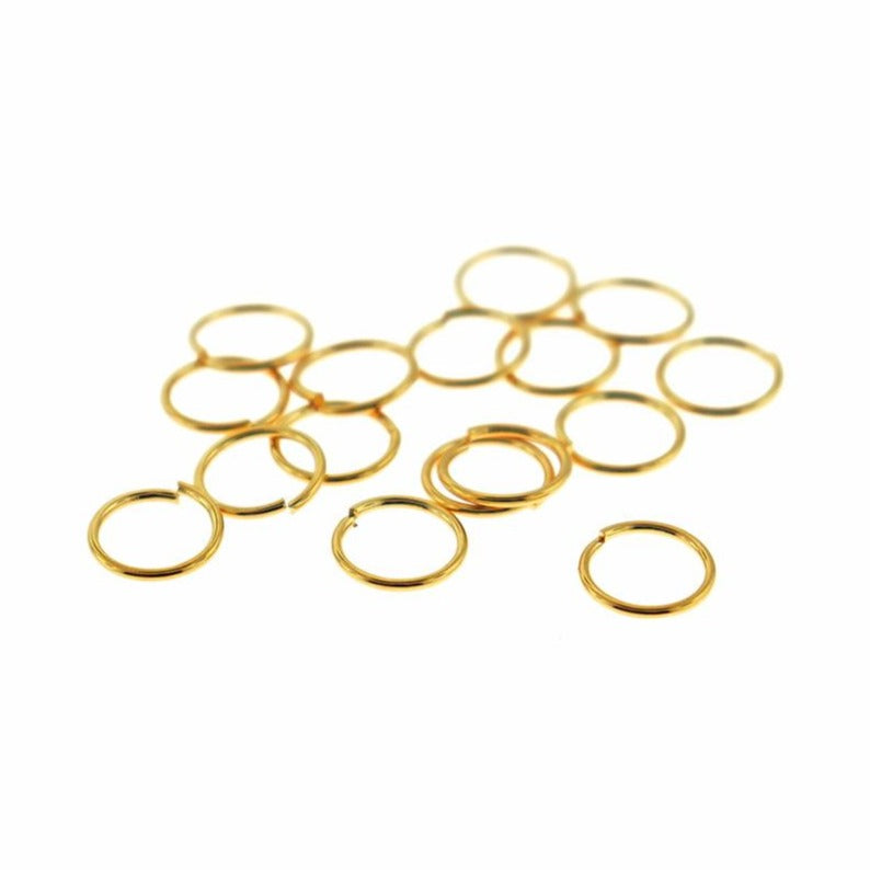 Anneaux en acier inoxydable doré 10 mm x 1 mm - Calibre 18 ouvert - 15 anneaux - SS017