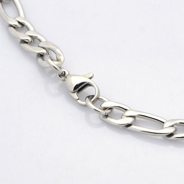 Bracelet Chaîne Figaro Acier Inoxydable 7.4" - 6mm - 1 Bracelet - N088