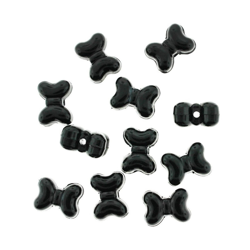Perles Acryliques Noeud 11.5mm x 15mm - Noeud Noir - 20 Perles - K199