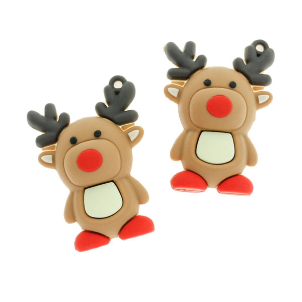 5 Reindeer Polymer Clay Charms - K023