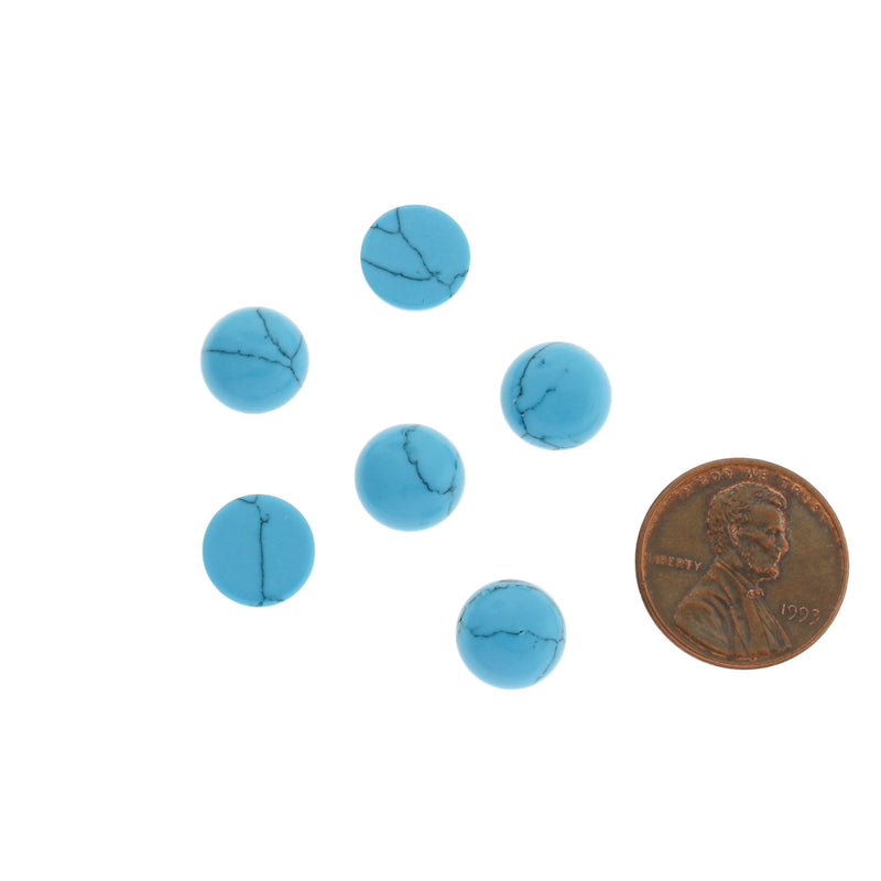 Imitation Turquoise Gemstone Cabochon Seals 10mm - 4 Pieces - CBD003-A