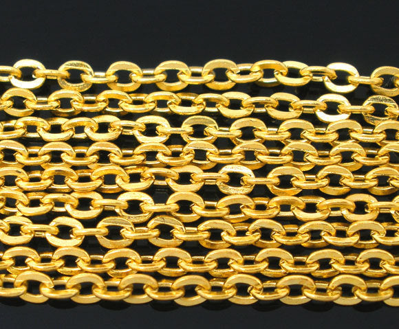 Bulk Gold Tone Cable Chain 32ft - 2.5mm - FD277