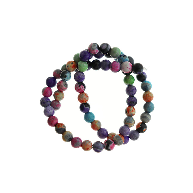 Round Natural Agate Beads 6mm - Rainbow Marble - 1 Strand 60 Beads - BD1607