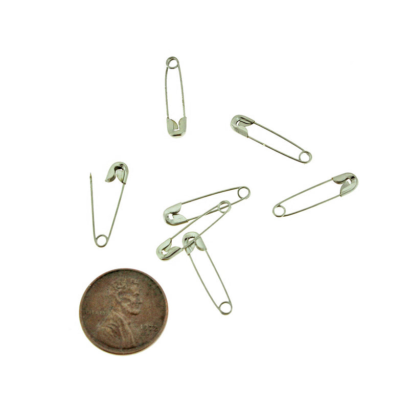 Silver Tone Safety Pins - 19mm x 5mm - 250 Pieces - PIN114
